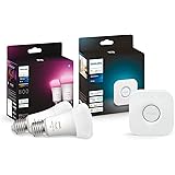 PHILIPS Hue White and Color Ambiance Lampadina Smart 2 Pezzi, Attacco E27 Hue Bridge, Centro di Controllo del Sistema Hue