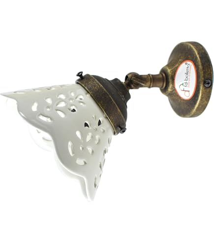 Lampade, Ottone, Applique ottone brunito con ceramica traforata da Lampade, Ottone, Applique ottone brunito con ceramica traforata da