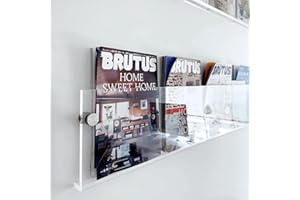 DuvinDD Zeitschriftenhalter aus Acryl, Wandhalterung, 61 cm, transparent, hängende Bücherregale, Bürobroschürenhalter für Wand, 2 Stück, elegante und moderne Heimdekoration für organisierte Leseräume