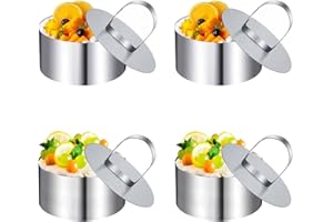 EMHTHME 4 Piezas de Anillo de Mousse, Anillo de Mousse de Acero Inoxidable, Anillo de Pastel pequeño, con 4 Anillos de Presión, Utilizado para Hacer Pasteles y Mousse