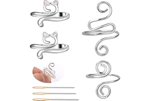 MASPHY 4 Stück Häkelringe für Finger, Verstellbare Häkelringe Finger Crochet Tension Ring Kit für DIY Handwerk, Strick Häkelschlaufenringe für Finger mit Storage Box für Hand Weben