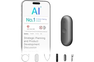 Plaud NotePin S AI Voice Recorder Tactile Record Button AI Transcription Summarization Digital Audio AI Note Taker for On the Go Meetings Interviews with 4 Accessories (Grey)