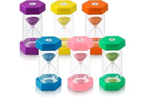 ACOMTUO 6 Stück Bunter Sanduhren für Kinder, Sanduhren Set für Kinder, 1/3/5/10/15/30 Minuten, Farbtimer, Zeitmesser Sanduhren, Geeignet für Küche, Zuhause, Kinderleben, Lernen, Spieltimer, Kreative Geschenke