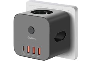 VEFVE uttagskub utan kabel, flervägsuttag med 20 W USB-C –
