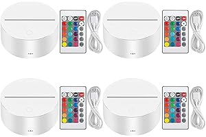 Thlevel 4 Pezzi 3D Night LED Lampada Light Base 7 Colori Regolabile Decorazione Domestica Luce con Telecomando e Cavo USB