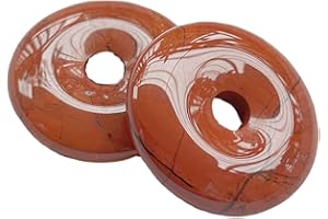 Manekieko Polierte Kristall Amulett Frieden Kreis Donut Stein Perlen Zubehör,Runde Großes Loch 7mm Glücksmünze Amulett Frieden Kreis Heilung Kristall Anhänger