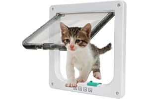 Tibeoyad Cat door, 4-way magnetic closure, cat flap, weatherproof, easy installation, cat flaps