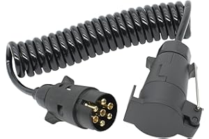 AUTOXBERT Cable de extensión de 3 m de 7 pines en espiral, para remolque, caravana, camión, extensión, cable en espiral, adaptador