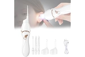 DVONE Elektrische Ohrenschmalz Entferner Vakuum, Sicherer Schmerzloses Ohrreiniger Hohe Saugleistung mit Led-Licht Und 5 Ersatzköpfen Laufzeit bis zu 3 Monate für Kinder, Erwachsene