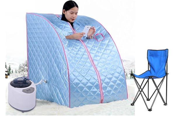 Sauna/bain de vapeur personnel portable et mobile, spa pour le corps, réchauffe, détoxifie, fait perdre du poids, idéal dans votre maison, 98 x 70 x 80 cm 1,8 l, 3 couleurs, bleu