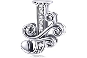 Lorrifal Alphabet Initial Charm Buchstabe A-Z Buchstaben Massiv 925 Sterling Silber Kubikzircons Bead Baumeln Anhänger für Pandora Europäische Armbänder Halskette Frauen Mädchen Schmuck Geschenkoption