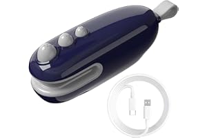GODELY Mini Sigillatrice di Sacchetti, Sigillatrice di Sacchetti di Trucioli, Sigillatrice di Piccoli Sacchetti di Snack, per Mantenere Gli Alimenti Freschi e Croccanti, Ricarica USB(bianco)(Blu)