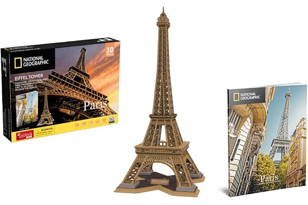 EXPLORA - Tour Eiffel - Puzzles 3D - 540203-131 Pièces - Monument Historique - Niveau 5 - sans Colle Ni Ciseaux - Paris - Jeu de Construction - Licence National Géographic - À Partir de 8 Ans