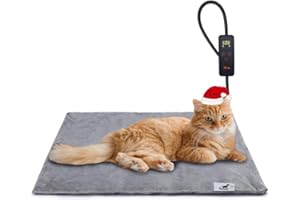 Toozey Tappetino Riscaldante per Cani e Gatti Tappeto Riscaldante per Animali Domestici Elettrico Regolabile Timer e per Temperatura per Cani e Gatti Neonati/Piccoli/Anziani, Grigio - S (45 * 40cm)