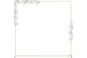 LMTNNB 6.6FTx6.6FT Gold Wedding Arch Backdrop Stand Square Metal Rectangular Arch Frame for Ceremony Party Birthday Bridal Baby Shower Anniversary Arbor Balloon Decoration