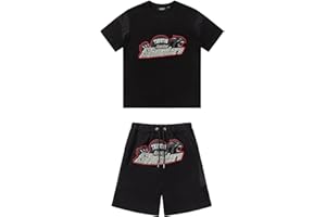 GENERIC 2 Pezzi Tuta Trapstar Ricamata Uomo Donna, Completo Trapstar Shooters Unisex Jogging Maglietta Trapstar e Pantaloncini Tuta Sportiva Primavera Estate