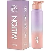 MILTON Torino 1000 Stainless Steel Water Bottle, Leakproof Lid, Single Walled, ISI Certified I For School, Office, Gym I 980 ml, Purple & Pink