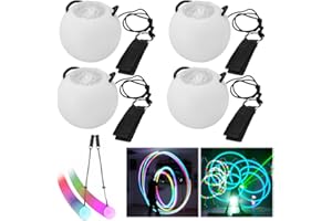 PLLYPE 4 Stück Led Poi Bälle, Leuchtende POI Jonglierbälle mit Regenbogen Farben und Strobe Effekt, LED Poi Jonglierbälle Kinder Verstellbaren Schnüren, Poi Ball Set für Anfänger Kinder und Erwachsene