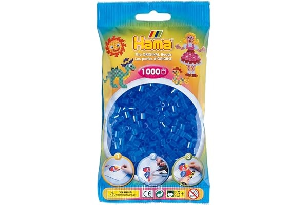 Hama - 207-15 - Loisir Créatif - Midi Sachet 1000 Perles - Bleu Transparent