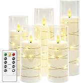 Bougies LED Flamme Vacillante Salipt - Lot De 5 Avec Télécommande, Verre Acrylique, Hauteurs 12.7-20.3 Cm - Blanc