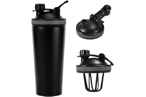 EACHPT Shaker Proteinas,750ml Coctelera de Proteínas con Colador,Coctelera de Proteínas de acero Inoxidable de doble pared con Aislamiento al vacío,Sin BPA y a Prueba de fugas,para Deportes,Fitness
