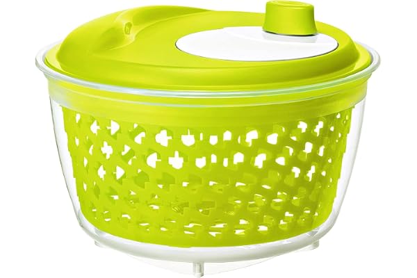 Rotho Fresh Essoreuse à salade, Plastique (PP) sans BPA, verte/transparente, 4.5l (25.0 x 25.0 x 16.5 cm)