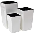Set 3 Vasi Quadrati Coubi 2L Crema: Design Moderno, Fondo Rialzato, Per Interni Ed Esterni, 120x200 Mm - 2
