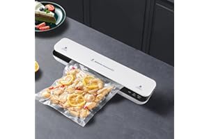 M MU Machine Sous Vide pour Aliments, Appareil de Mise Sous Vide la Cuisine et la Conservation, Compris pour Aliments, Viandes, Légumes, Fruits, 10 Sacs Sous Vide Inclus/Blanc