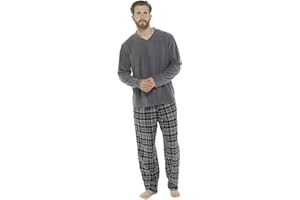 STYLE IT UP Mens Long Sleeve Pyjamas Set Cotton Rich Top Brushed Fleece Bottoms Top Pant PJ Nightwear/Loungewear Set Gift