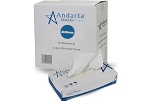 Andarta 2Ply Soft Facial Tissues - 3,600 Count Bulk Buy (36 Packs of 100) (36, White) Fragrance Free