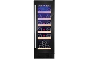 Amica 19 Bottle Capacity Single Zone Freestanding Under Counter Wine Cooler - Black