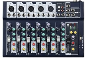 Weymic Professional Mixer | 7-Channel 2-Bus Mixer for Recording DJ Stage Karaoke Music Application