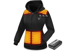 Wholede Giacca Riscaldata Felpa da Uomo Donna Felpa con Cappuccio Riscaldata con 27000mAh Batteria Inclusa, Cappotti Invernale Unisex Calda Adatta per Corsa, Pesca, Sci e Campeggio, Moto