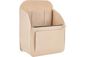 WADORN Felt Backpack Organizer Insert, Multi-Pocket Rucksack Shoulder Bag Interior Shaper Multifunctional Bag in Bag Travel Rucksack Insert Bag Organizer with Zipper, 19.5x12x26.5cm, Khaki