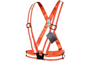 Salzmann Gilet Réfléchissant - Bandes croisées avec Sangles de Haute visibilité Ajustables pour la Course à Pied, Le vélo et la Marche - Fabriqué avec 3M Scotchlite