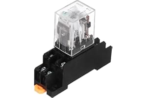 sourcing map 1Pcs DC 12V Electromagnetic Power Relay, 8-Pin 5A Power Coil Relay with LED Indicator and Socket Base DPDT 2NO 2NC - MY2NJ for Industrial, Home Appliances and DIN Rail System