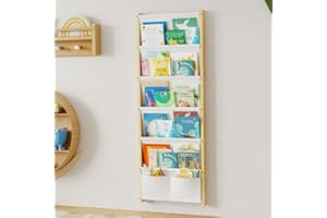 DUHARS Estanteria Libros Infantil 6 Pisos, Libreria Infantil, Estantería Montessori, Estantería Pared Libros, Estantería Infantil Pared, Libreria Montessori Infantil, Adecuada para Habitacion Infantil