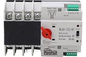 Buachois Interruttore di Trasferimento Automatico Dual Power,AC 400V 4P ATS Interruttore di Trasferimento Automatico a Doppia Alimentazione per Elettricità Municipale, UPS, Inverter, Solare(100A)