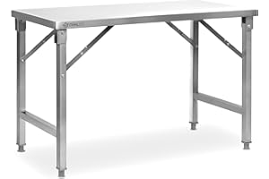 ‎MAHLZEIT Mahlzeit Edelstahltisch 120 x 60 x 80 cm | Arbeitstisch, Küchentisch, Edelstahl Zubereitungstisch | Gastronomietisch klappbar, Klapptisch, Serviertisch | Tisch für Küche und Gastronomie