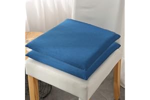 Ecloud Shop 2PCS Chair Cushion Square Seat Pad Dining Chair Cushion Pad Simple Solid Color Cushion Memory Foam Chair Pad for Outdoor Patio Dining Garden Office-Blue
