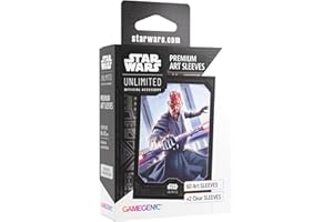 Gamegenic, Star Wars : Unlimited Premium Art Sleeve – Dark Maul, 60 pochettes art + 2 pochettes transparentes, code couleur de la pochette : gris