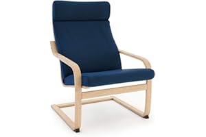 Vinylla Armchair Replacement Cover Made for Ikea Poang Chair (Cushion Design 3, Cotton - Blue)