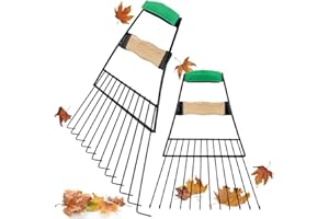 Hortem Cucharas de hojas resistentes, agarrador de hojas de jardín, de metal, garras de hojas, rastrillos de mano para recoger hojas