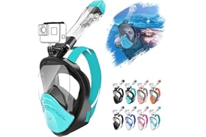 HINATAA 180°Full Face Snorkel Mask,Double Floating Ball Design Anti-Leak Free Breathing,Full Dry Anti Fog Breathing System Snorkeling Mask,Professional Snorkeling Set