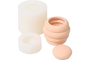 BOOWAN NICOLE Concrete Candle Jar Mold with Lid Cement Storage Pot Silicone Mould DIY Planter Making Tools