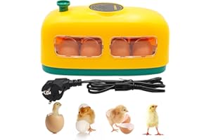 8 Eier Inkubator Hühner Brutmaschine für Geflügeleier, Kleiner Eierbrutschrank in Zugform mit Led-eilicht, Digitale Temperaturregelung Brutautomat Zum Brüten von Vögeln, Wachteln und Tauben (Gelb)