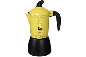 Bialetti Caffettiera Orzo Express, 2 Tazze, Pensata per preparare un Orzo Espresso, Non adatta a induzione, Giallo