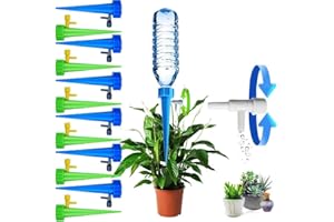 TLLTKOK 12PCS Automatic Irrigation Drippers with Slow Release Vacation Plant Self Watering Spikes Device Drip Irrigation System with Adjustable Control Valve Switch Design for Garden Plants Indoor Outdoor