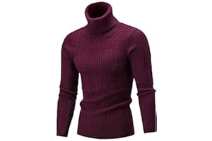 AIDEAONE Maglione Dolcevita da Uomo Maglione Casual a Costine Slim Fit a Maglia Collo Alto Pullover Dolcevita