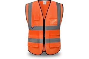YUANVEST Gilet di Avvertimento di Sicurezza, Gilet Riflettente di Sicurezza ad Alta Visibilità, Gilet Riflettente a Strisce Riflettenti ad Alta Visibilità, Soddisfa Gli Standard ANSI/ISEA